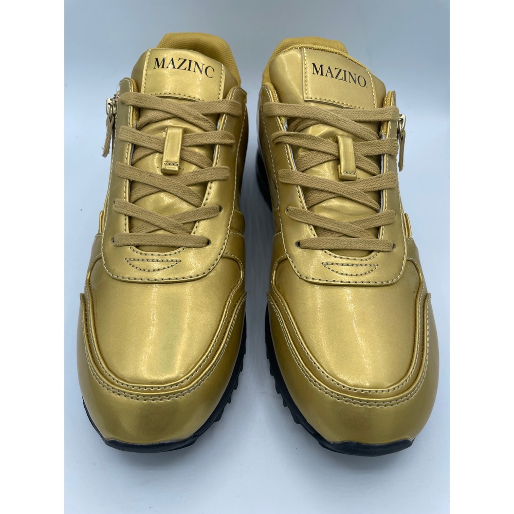 Mazino Selenite Mens Gold Metallic Side Zip Fashion Sneakers Size 12 NEW - Picture 2 of 8